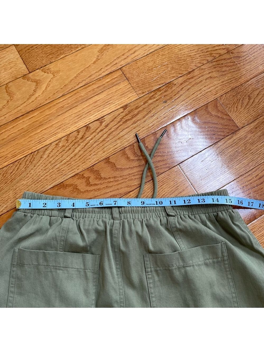 7 For All Mankind baggy cargo pants olive green khaki cotton drawstring Sz M - Picture 7 of 10